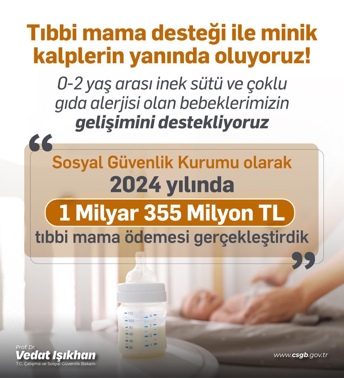 Bakan Işıkhan: SGK 2025 Yılında 1,3 Milyar Lira Tıbbi Mama Ödemesi Gerçekleştirdi